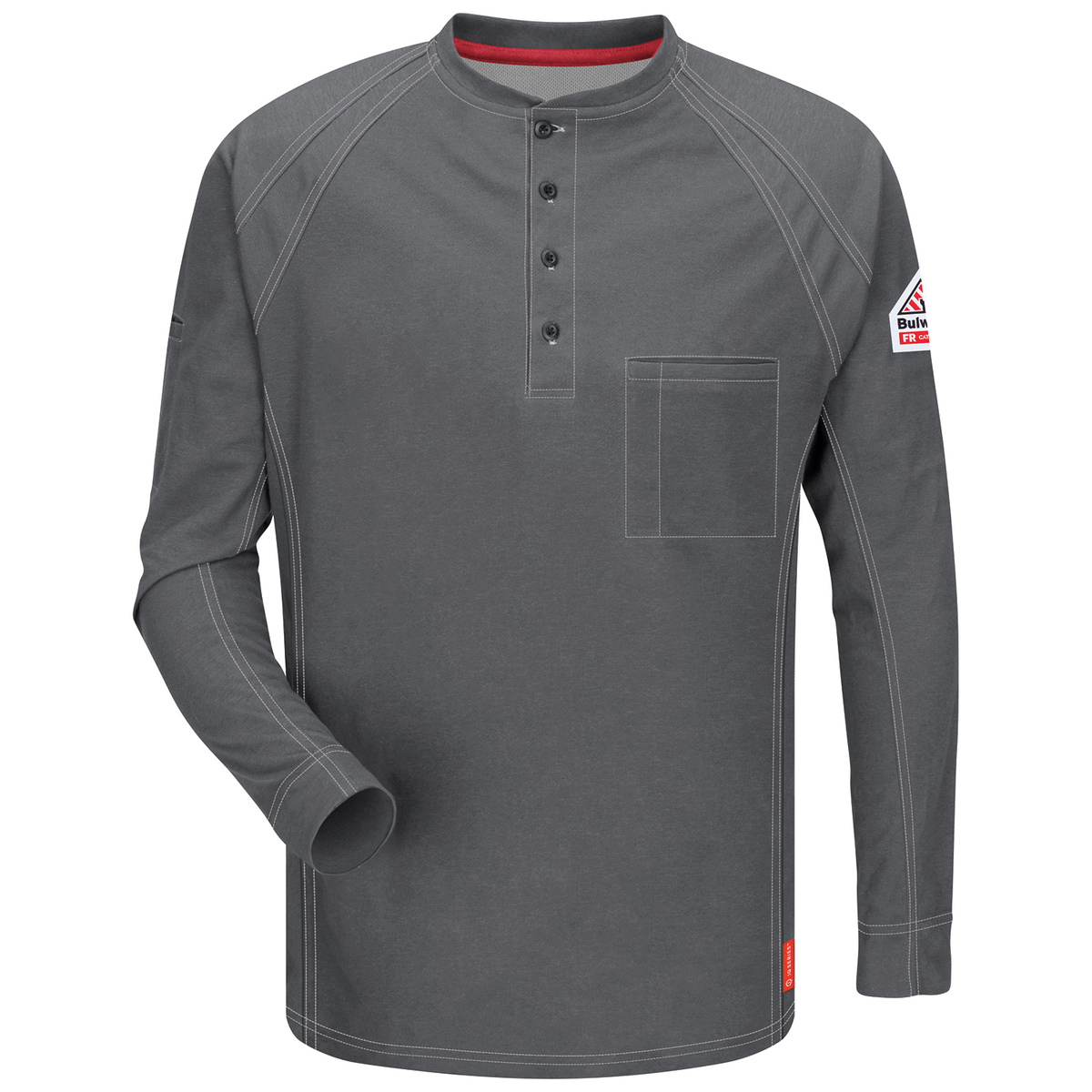 Bulwark® Medium Long Dark Gray Westex G2™ fabrics by Milliken® IQ SERIES® Henley Flame Resistant Shirt With Button Front Closure