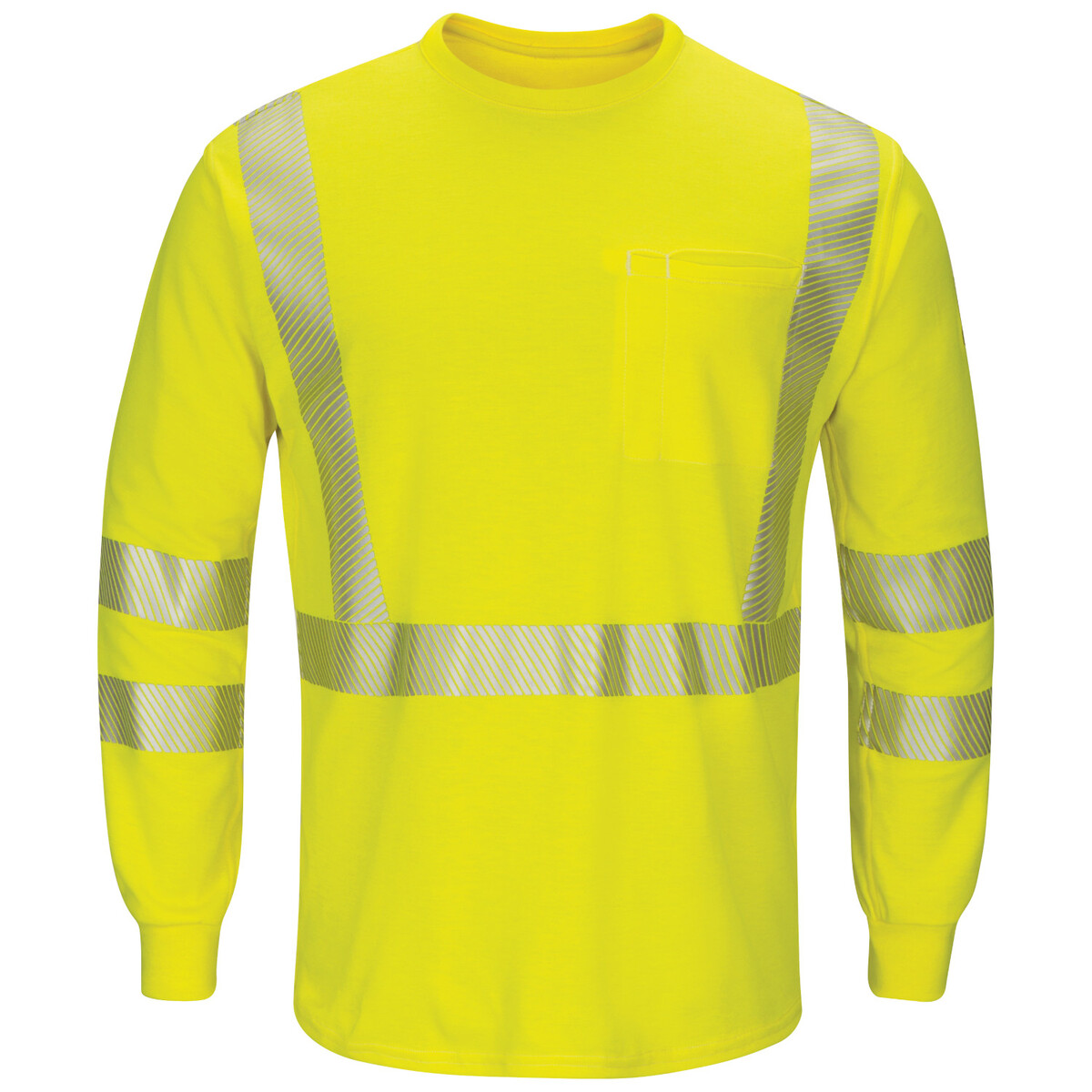 Bulwark® 4X Long Hi-Viz Yellow Aramid/Lyocell/Modacrylic Lightweight Long Sleeve Flame Resistant T-Shirt With Insect Shield And