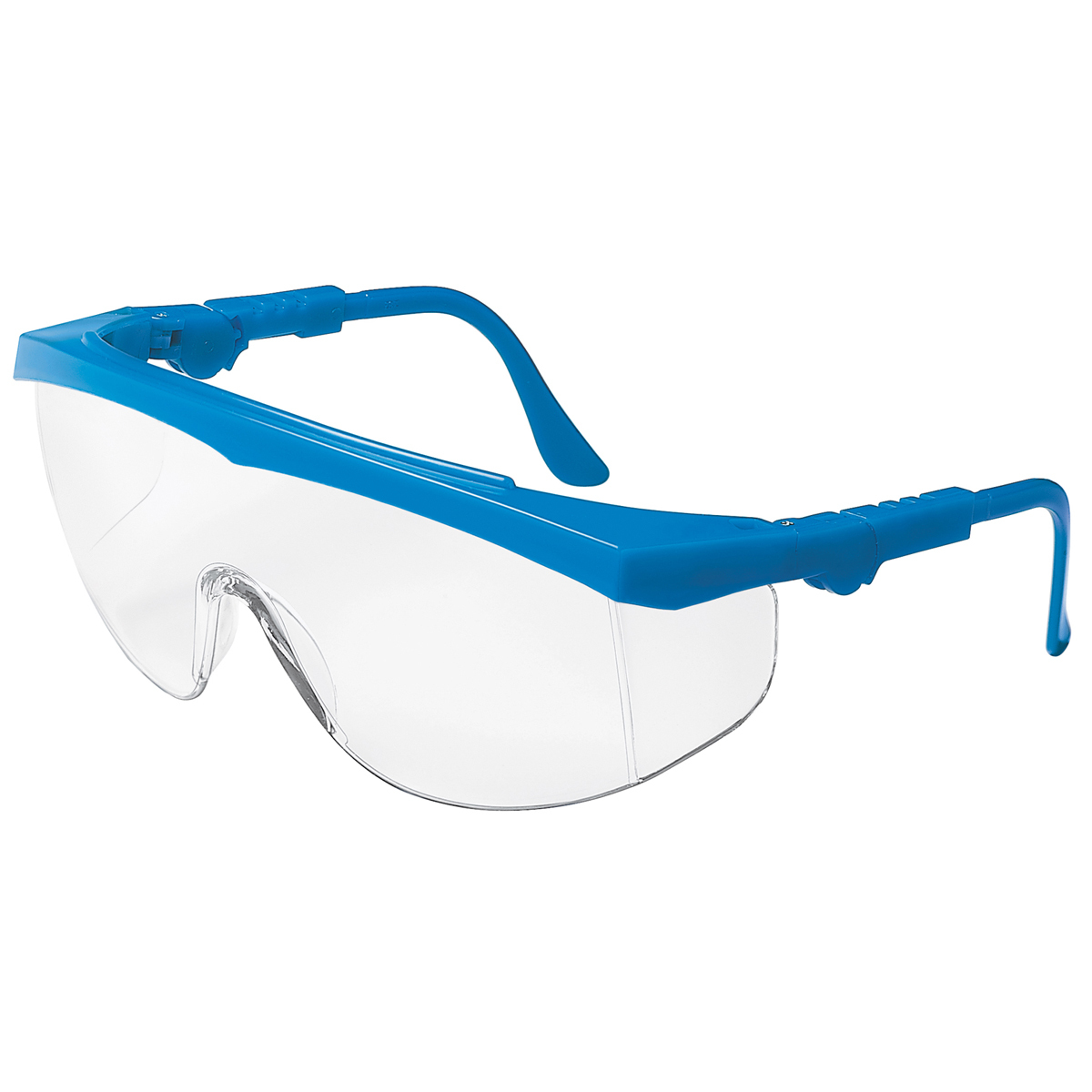 MCR Safety® Tomahawk® Blue Safety Glasses With Clear Anti-Scratch Lens And Extendable Spatula Temples (Availability restrictions