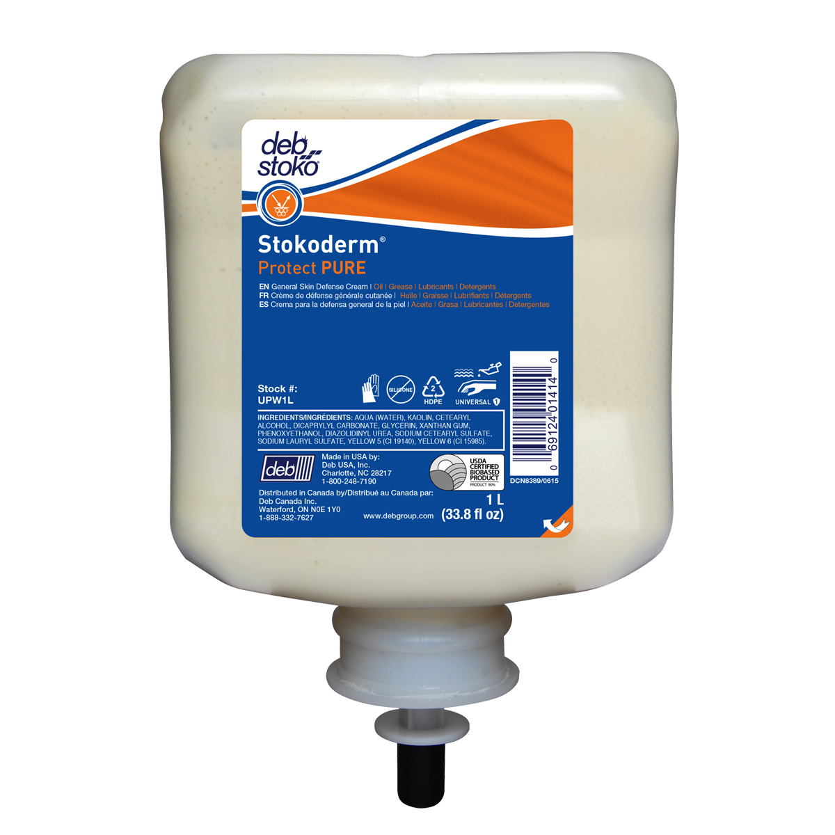 Deb 1 Liter Refill Light Yellow Stokoderm Protect PUR D63UPW1L for sale online at autumn supply