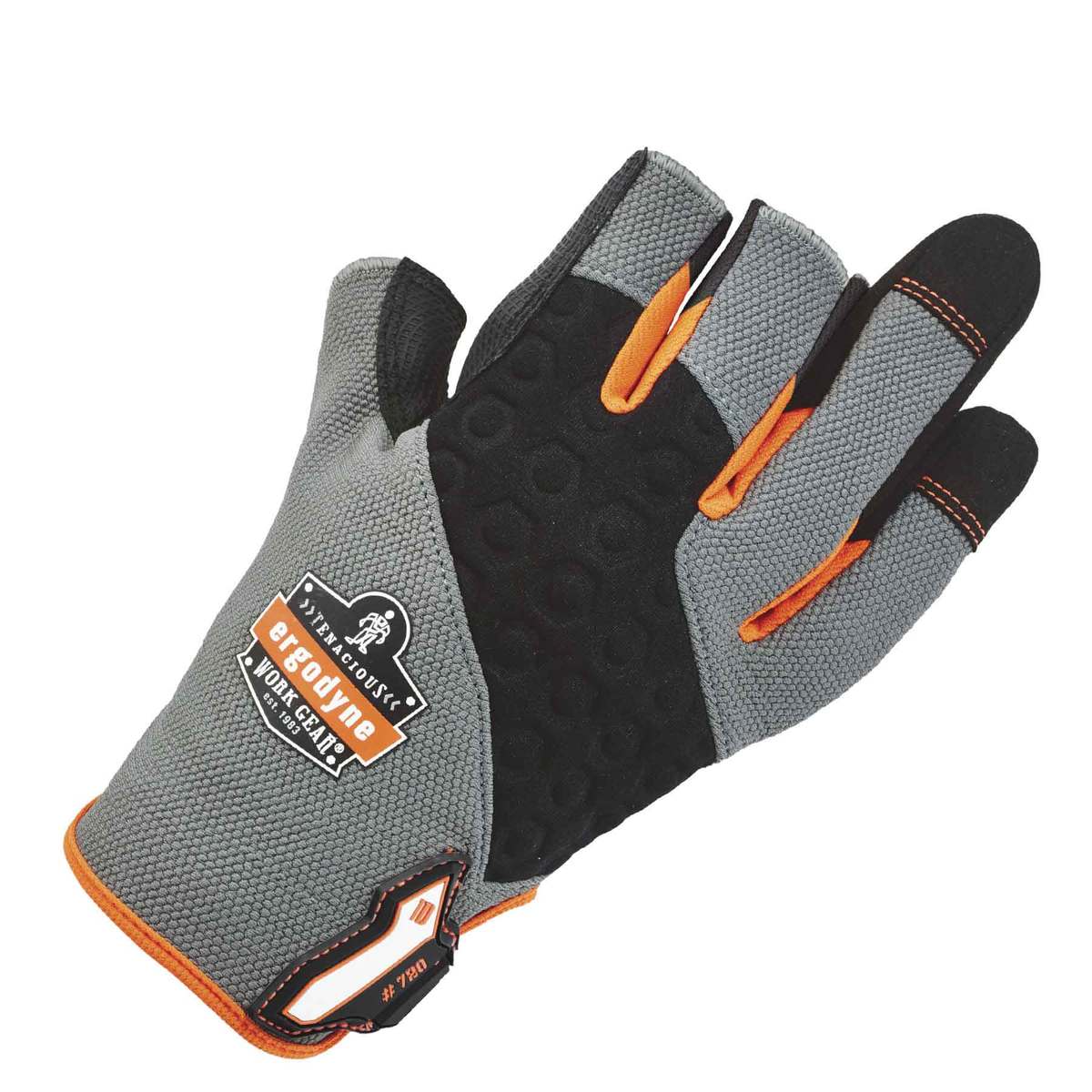 Ergodyne Large Hi-Viz ProFlex® Neoprene And Armortex® And Tena-Grip™ Three Open Finger Mechanics Gloves With Hook And Loop Cuff