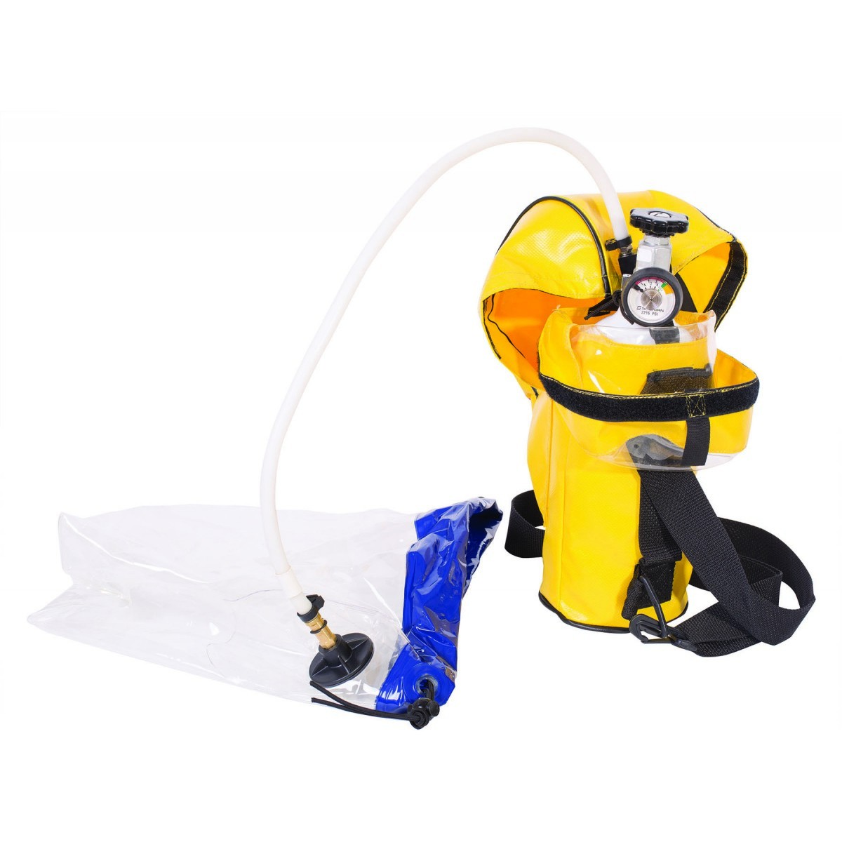 Honeywell 2216 psig ER5000 Escape Breathing Apparatus With Valve/Pressure Gauge Assembly, Breathing Tube, Protective Air Hood/Re
