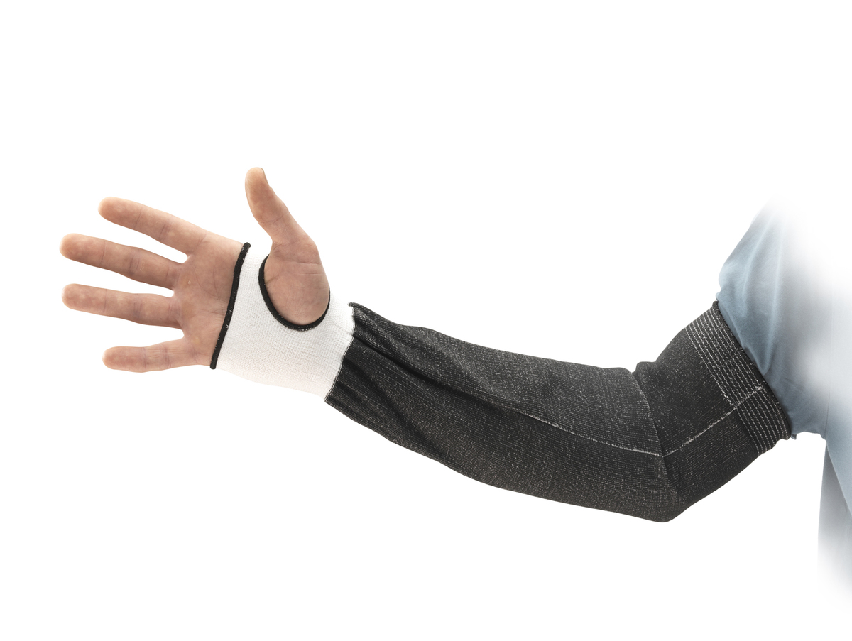 Ansell Black HyFlex Narrow Width 15 Gauge INTERCEPT Technology HPPE Cut Resistant Sleeve w/ Knit Wrist & Thumbslot