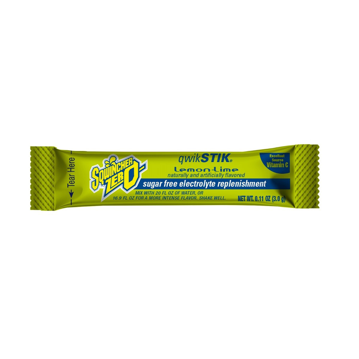 Sqwincher® .11 Ounce Lemon Lime Flavor Qwik Stik® ZERO Powder Mix Packet Sugar Free/Low Calorie Electrolyte Drink