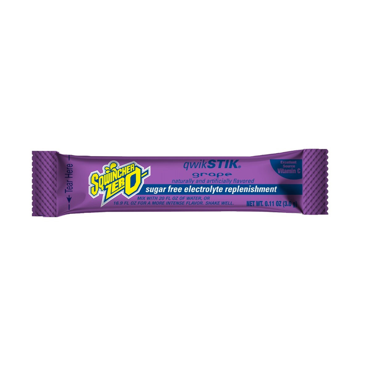 Sqwincher® .11 Ounce Grape Flavor Qwik Stik® ZERO Powder Mix Packet Sugar Free/Low Calorie Electrolyte Drink