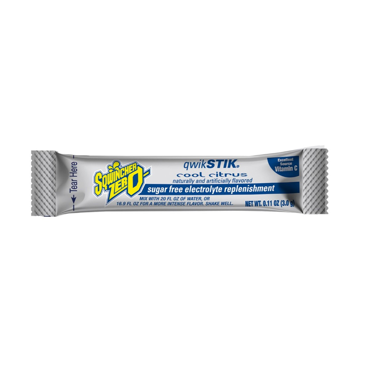 Sqwincher® .11 Ounce Cool Citrus Flavor Qwik Stik® ZERO Powder Mix Packet Sugar Free/Low Calorie Electrolyte Drink