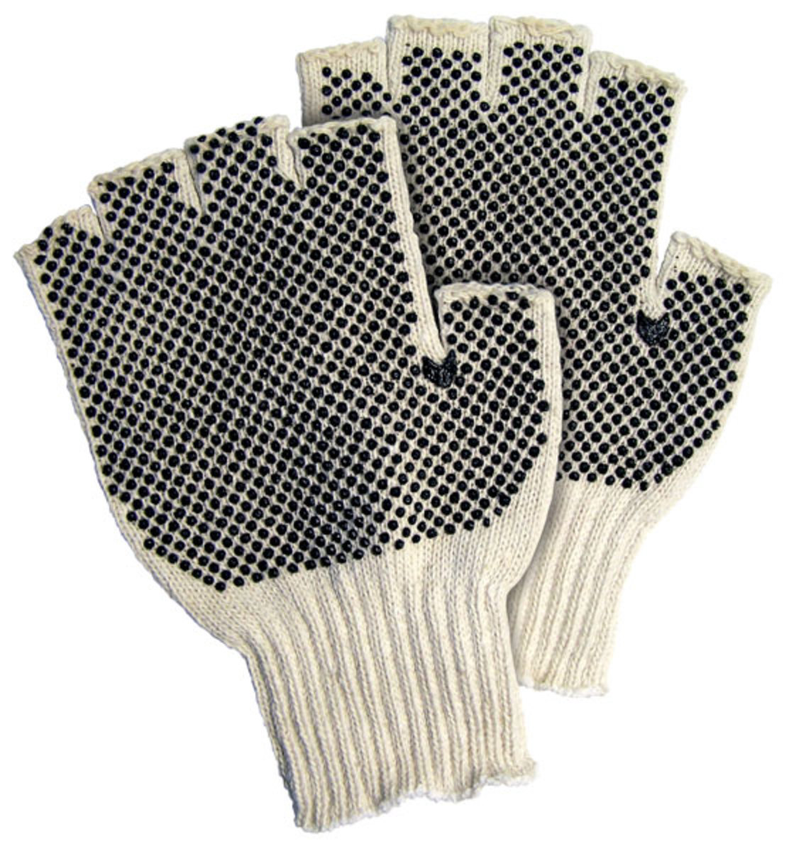 Memphis Glove Natural And Brown Large 7 Gauge Cotton And Polyester String Knit Fingerless Work Gloves With Knit Wrist