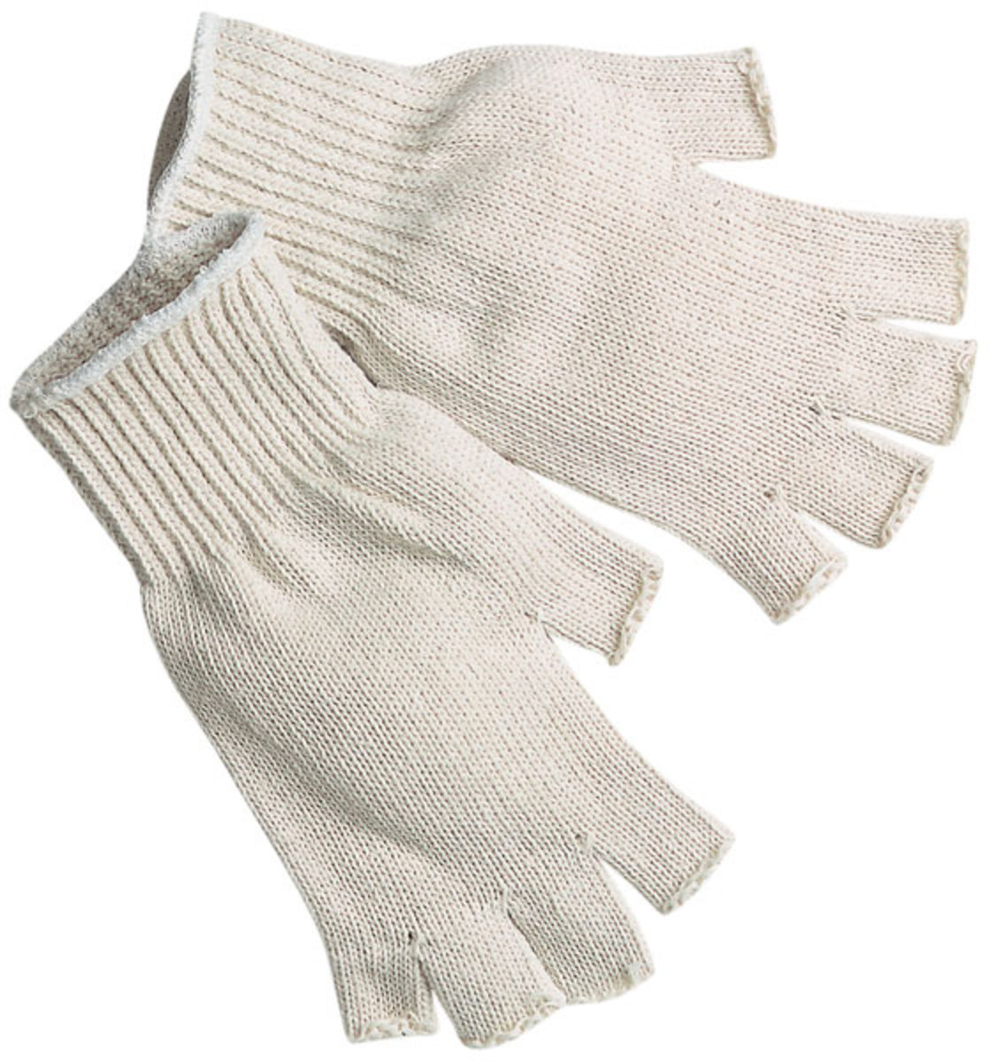 Memphis Glove Natural Small 7 Gauge Cotton And Polyester String Knit Fingerless Work Gloves With Knit Wrist