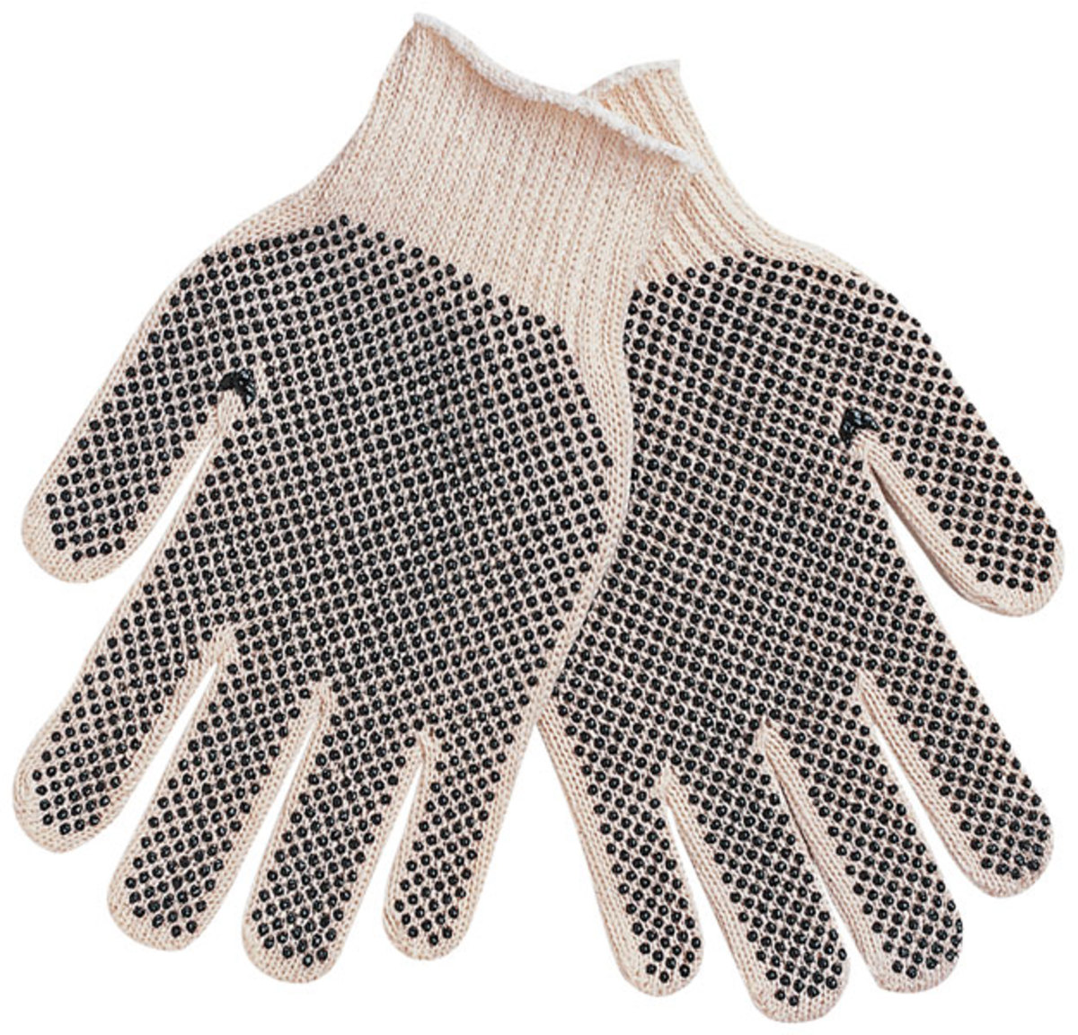 Memphis Glove White And Brown Large 7 Gauge Cotton And Polyester String Knit Work Gloves With Knit Wrist