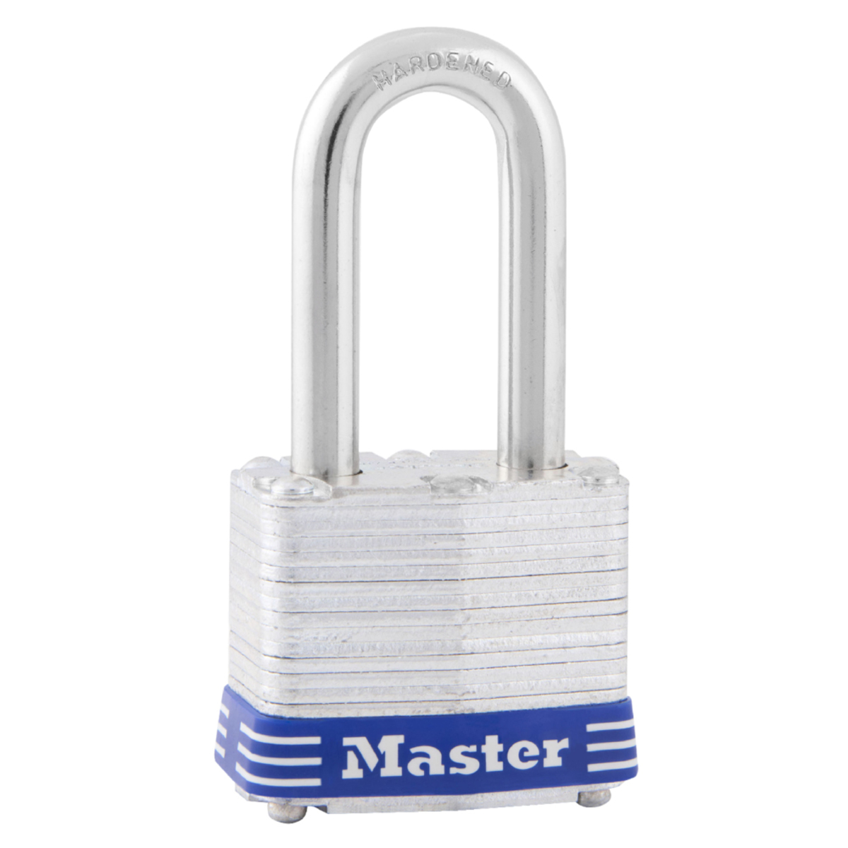 Master Lock® Silver/Blue Laminated Steel General Security Padlock Hardened Steel Shackle