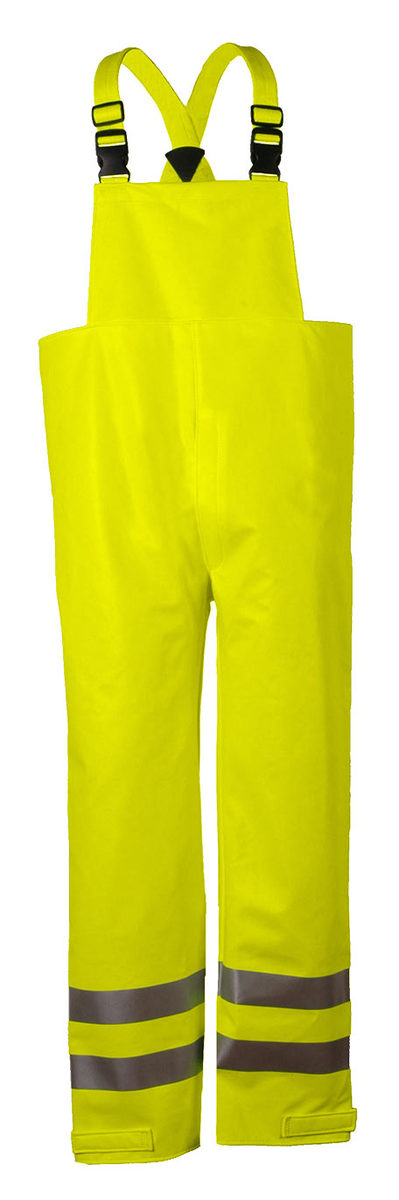 National Safety Apparel® Small Fluorescent Yellow Arc H2O™ 10 oz FR Polyurethane/FR Cotton Knit 19 cal/cm² FR Rainwear Bib Overa