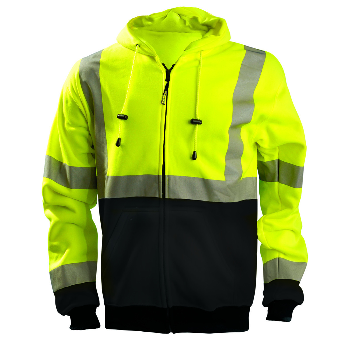 OccuNomix Large Hi-Viz Yellow And Black 100 % Wicking Polyester Hooded Sweatshirt