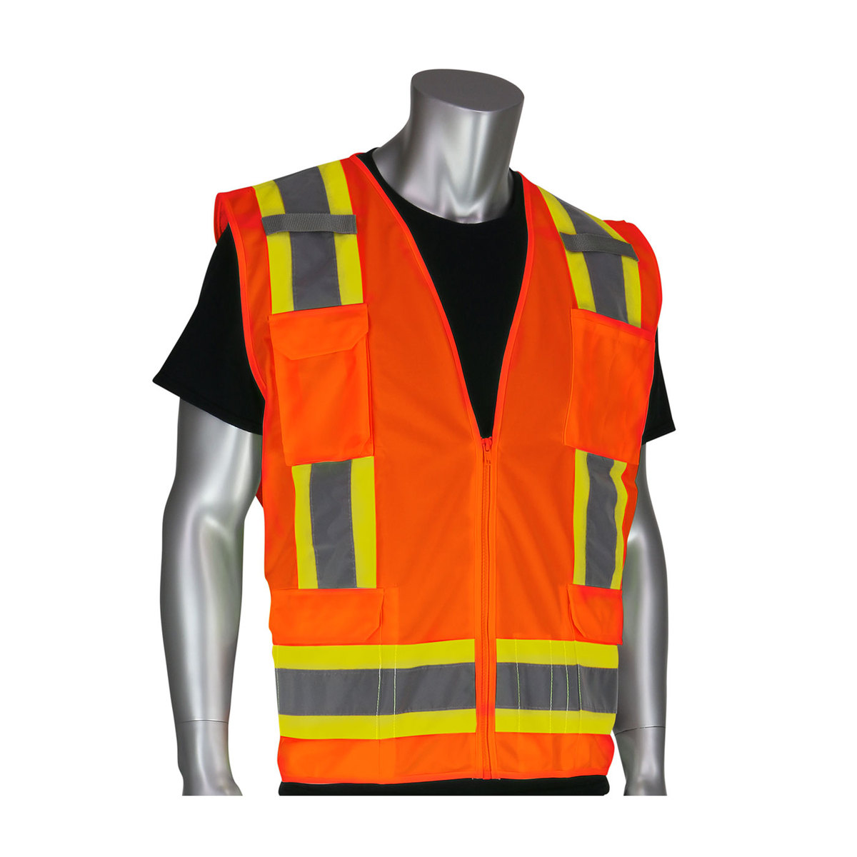 PIP Orange And HiViz Yellow PolyesterMesh TwoTone Vest PIP3020500O/2X for sale online at autumn supply