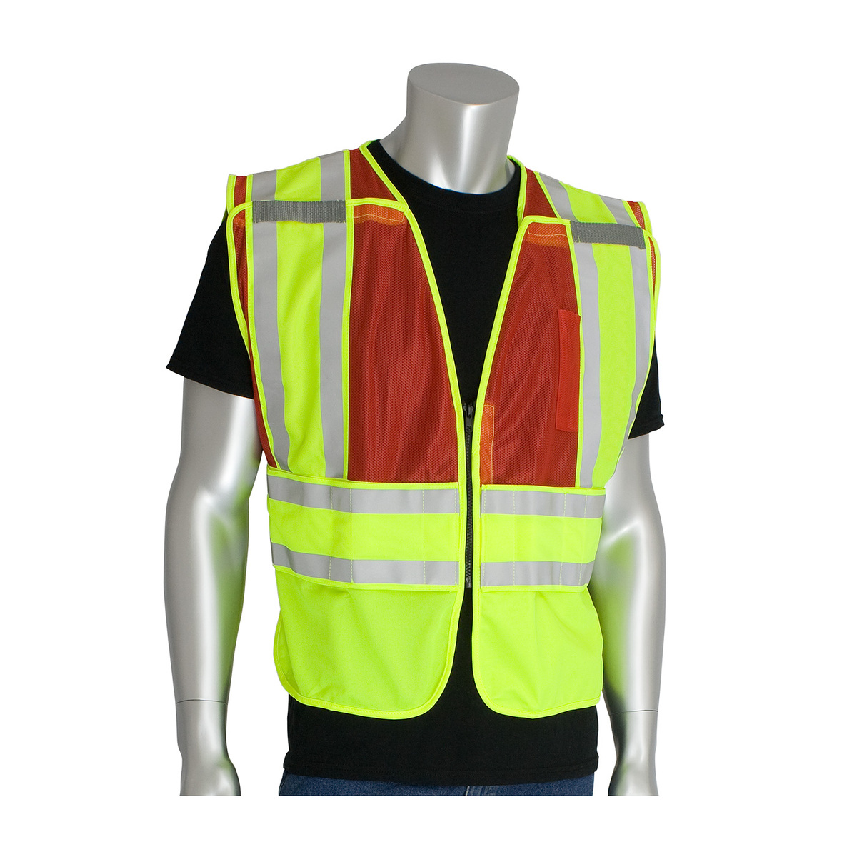 PIP® Medium - X-Large Hi-Viz Yellow And Red Solid Polyester/Mesh Vest