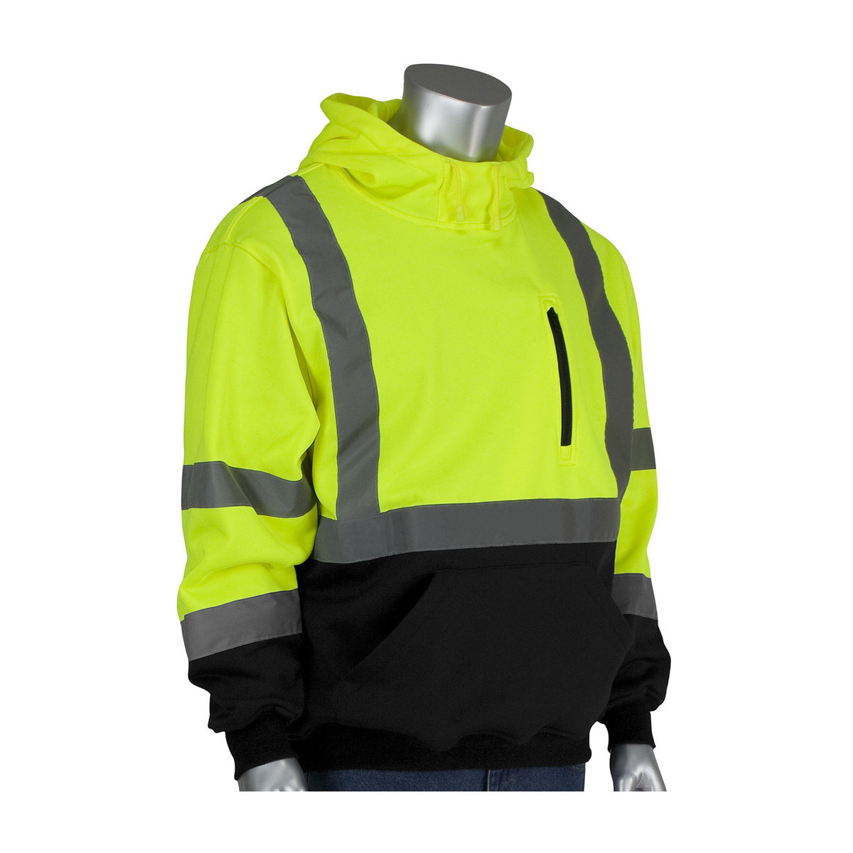 PIP® Large Hi-Viz Yellow And Black Polyester Fleece Sweatshirt