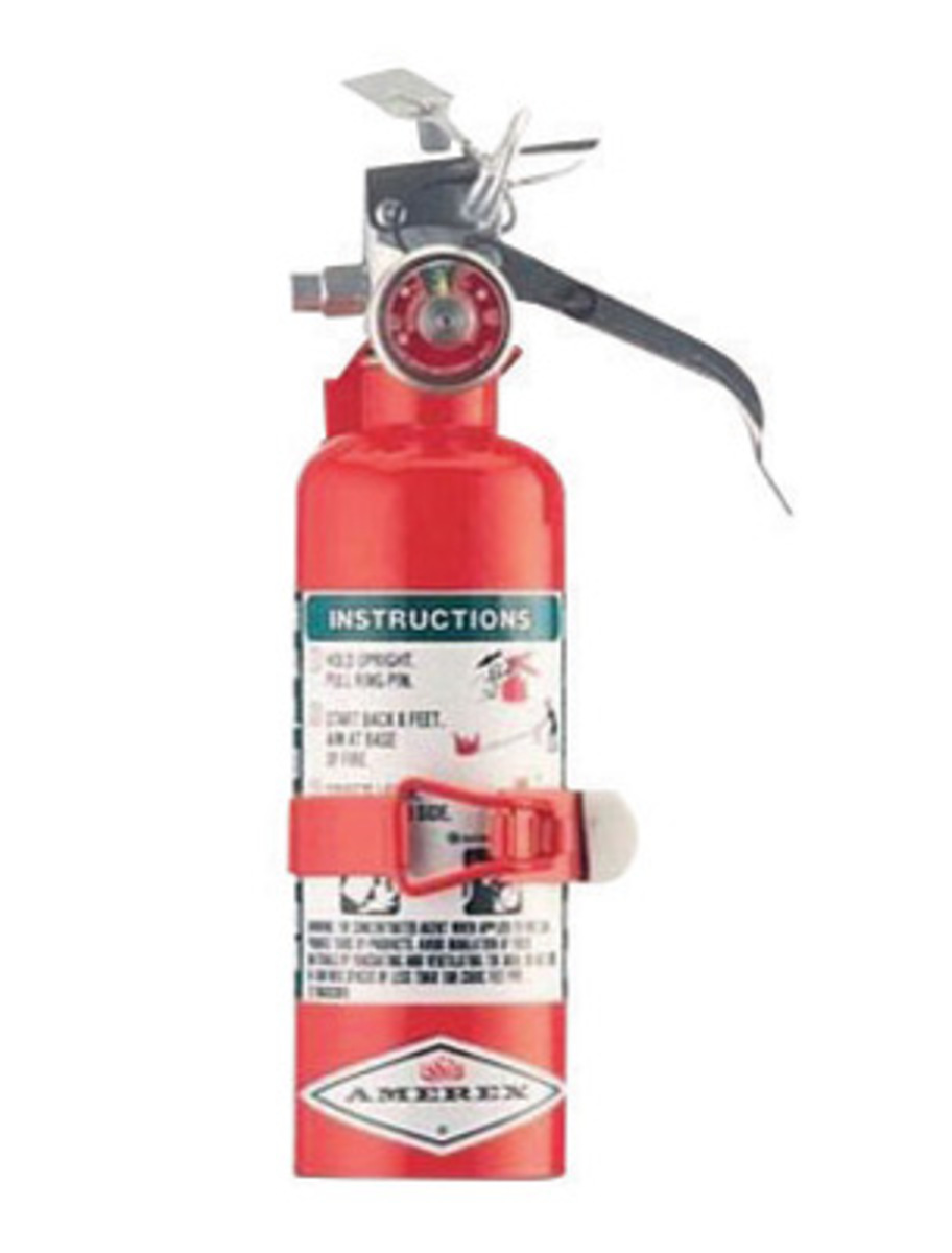 Amerex® 1.4 Pound Halotron® I 1-B:C Fire Extinguisher For Class B And C Fires With Anodized Aluminum Valve, Vehicle Bracket And