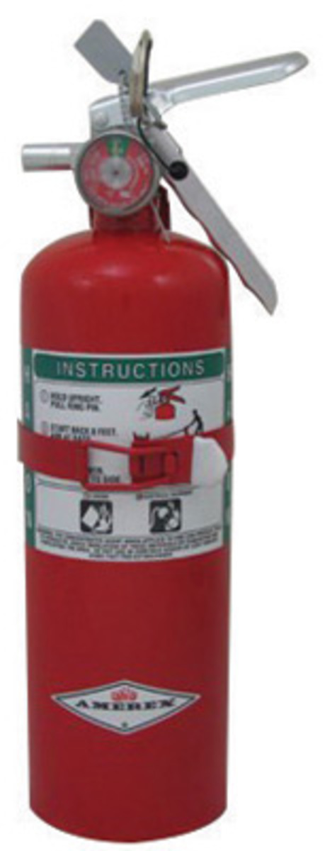 Amerex® 5 Pound Halon 1211 10-B:C Fire Extinguisher For Class B And C Fires With Anodized Aluminum Valve, Vehicle/Marine Bracket