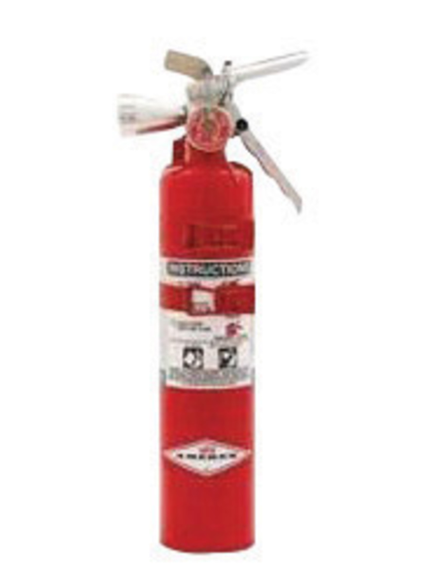 Amerex® 2.5 Pound Halotron® I 2-B:C Fire Extinguisher For Class B And C Fires With Anodized Aluminum Valve, Aircraft Bracket And