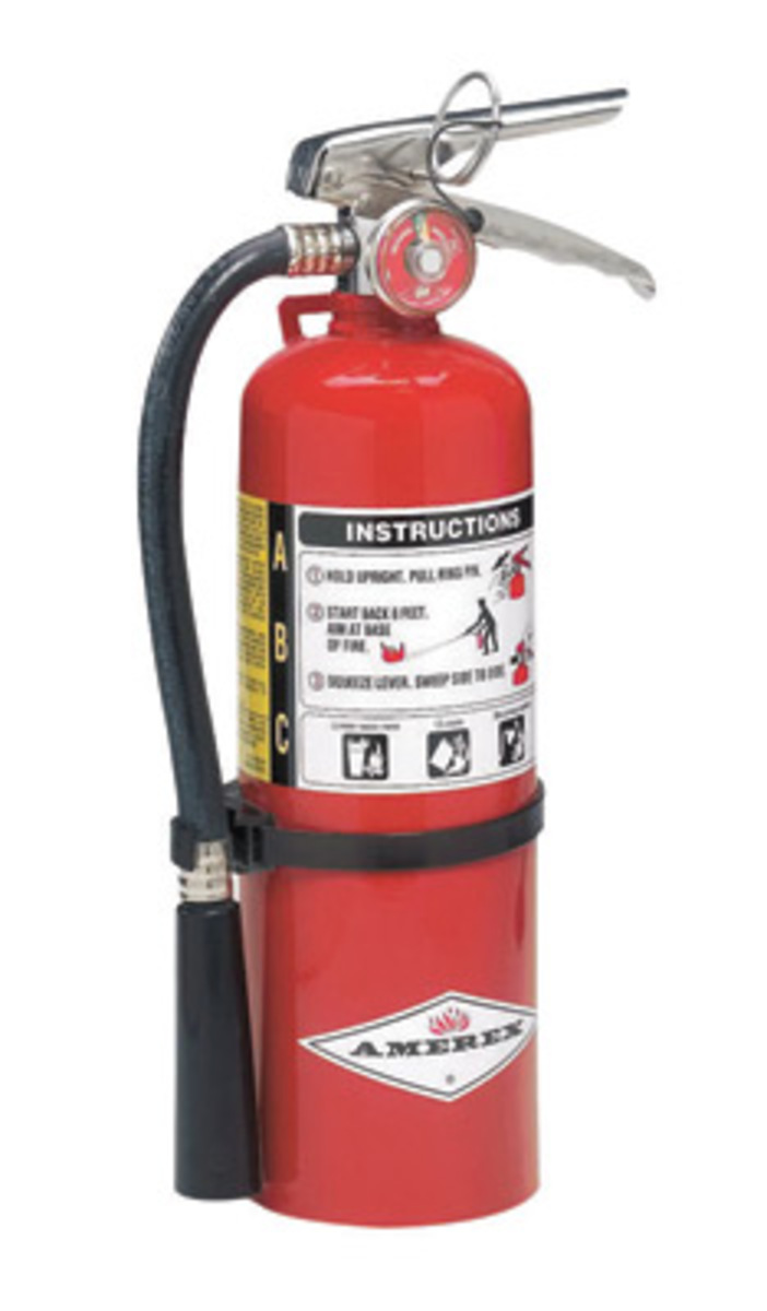 Amerex® 5 Pound Stored Pressure ABC Dry Chemical 2A:10B:C Multi-Purpose Fire Extinguisher For Class A, B And C Fires With Chrome