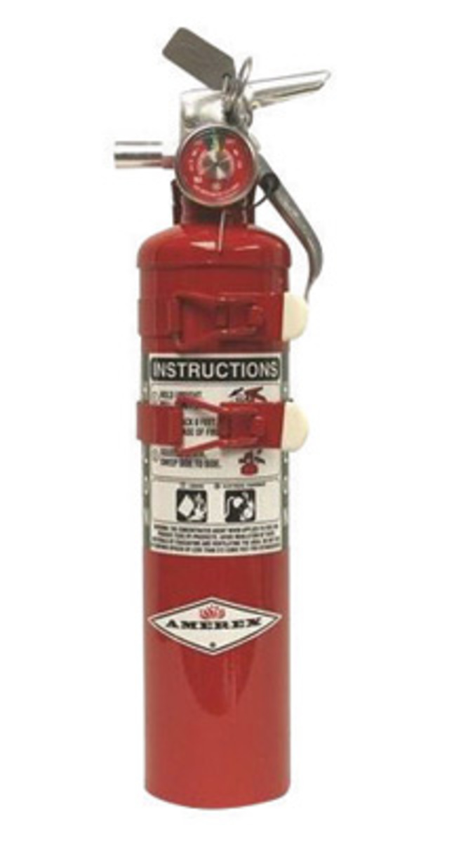 Amerex® 2.5 Pound Halon 1211 5-B:C Fire Extinguisher For Class B And C Fires With Anodized Aluminum Valve, Aircraft Bracket And