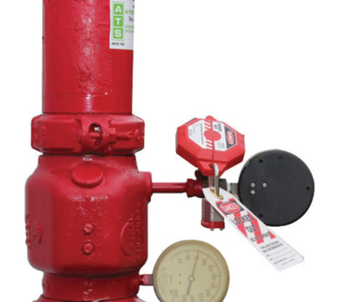 Accuform Signs® Red Plastic StopOut® Gate Valve Lockout With (3) Shackle Holes (Fits 5