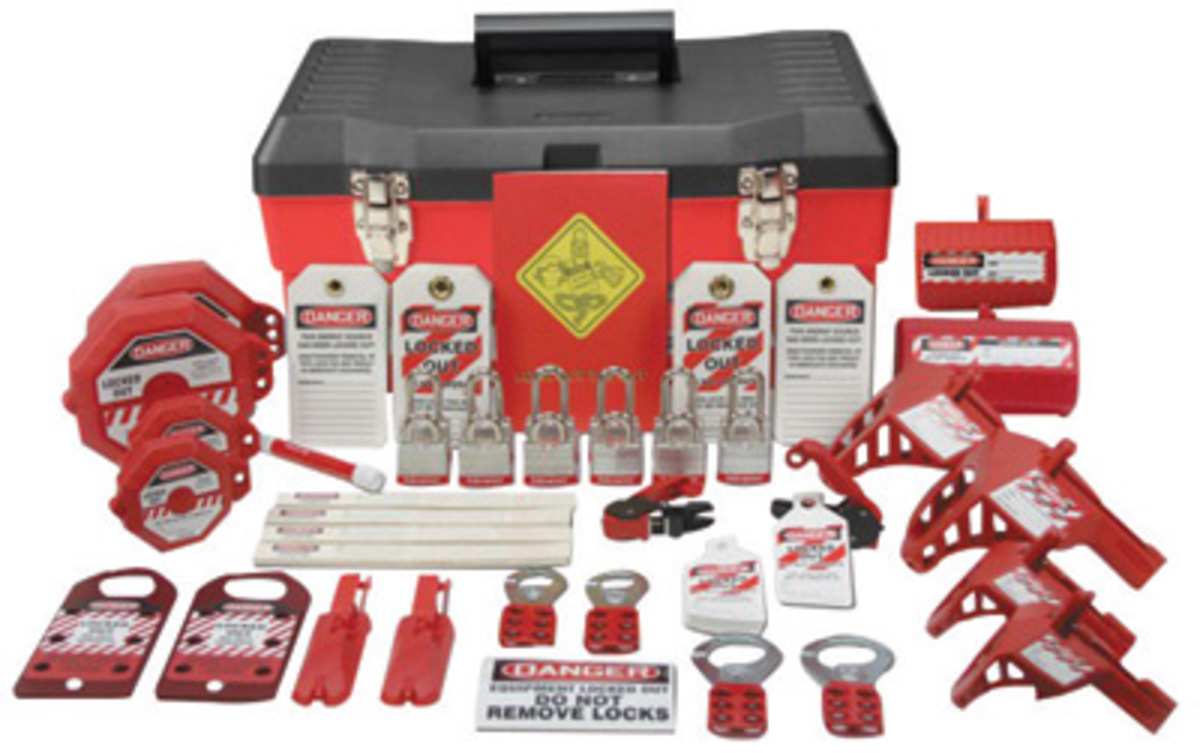 Accuform Signs® Deluxe Plus Lockout Kit Includes (1) Lockout Box, (2) Hasps, (6) Padlock, (9) Circuit Breaker Lockouts, (25) Cir