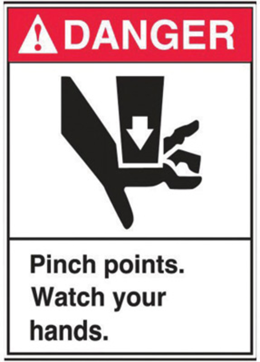 Accuform Equipment Safety Label: DANGER PINCH POINTS A81LEQM013VSP for sale online at autumn supply