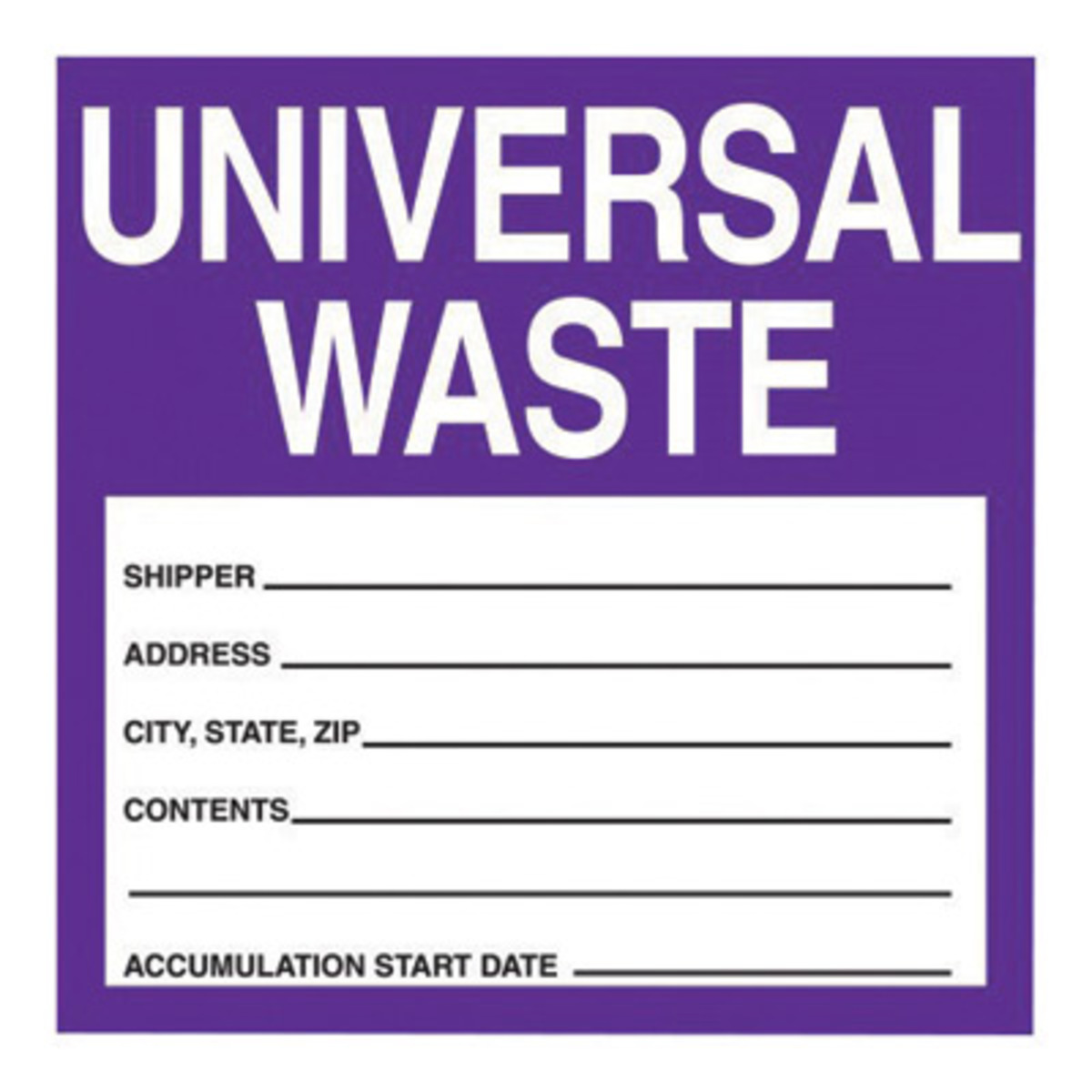 Accuform Signs 6 X 6 Purple And White 2 mil Adhesive A81MHZW16EVP for sale online at autumn supply