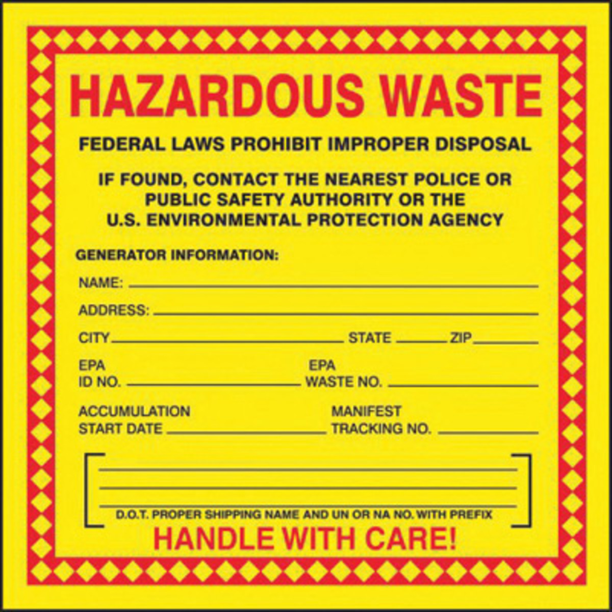 Accuform Signs 6 X 6 Red And Yellow Adhesive Coated P A81MHZW20PSP for sale online at autumn supply