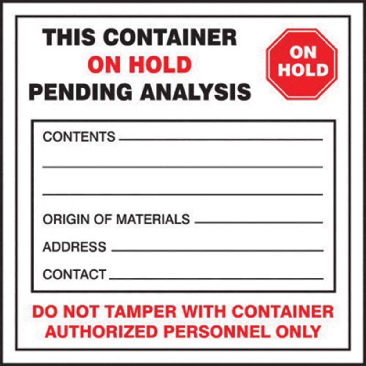 Accuform Signs 6 X 6 Black Red And White 2 mil Adhesi A81MHZW26EVP for sale online at autumn supply