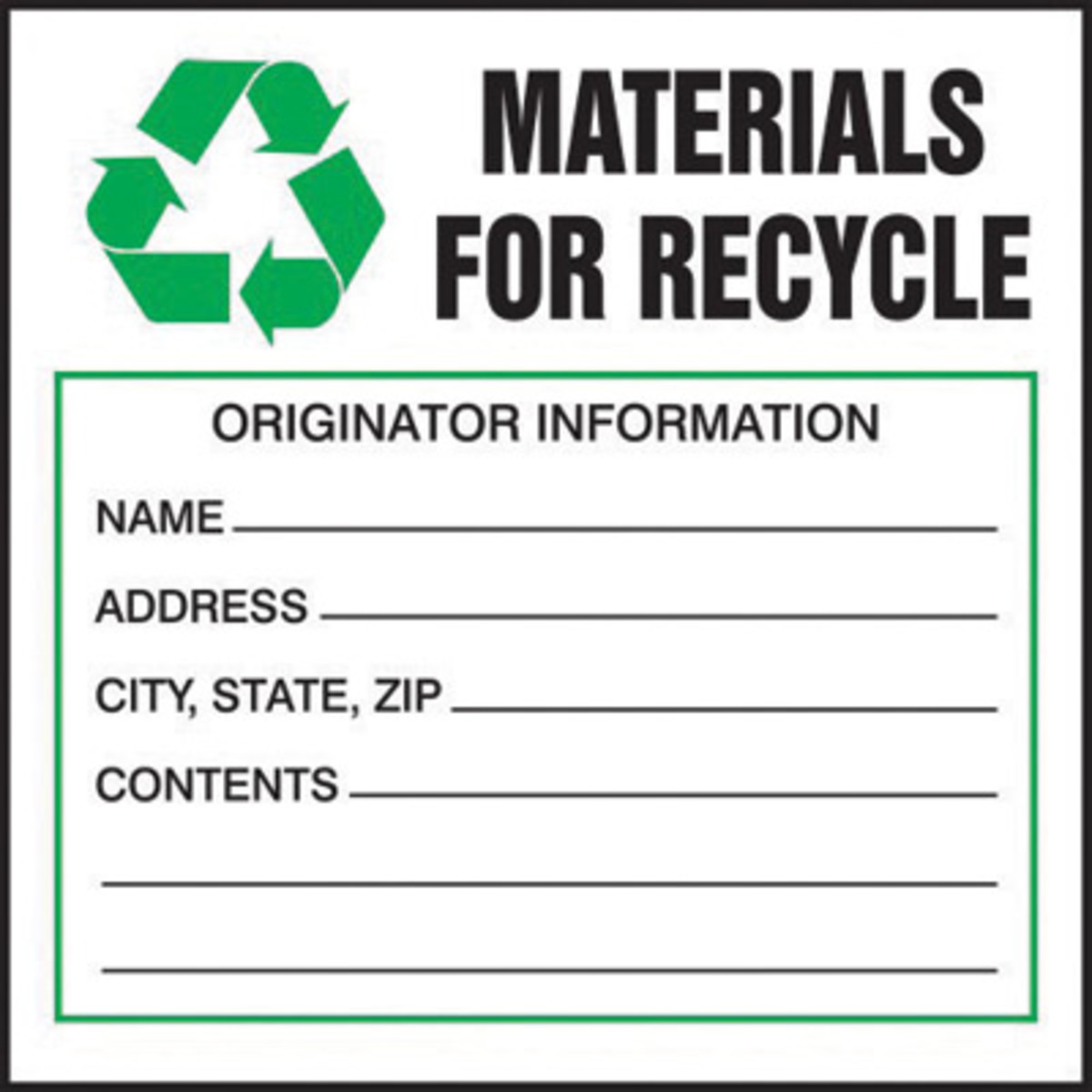 Accuform Signs 6 X 6 Black Green And White Adhesive C A81MHZW45PSP for sale online at autumn supply