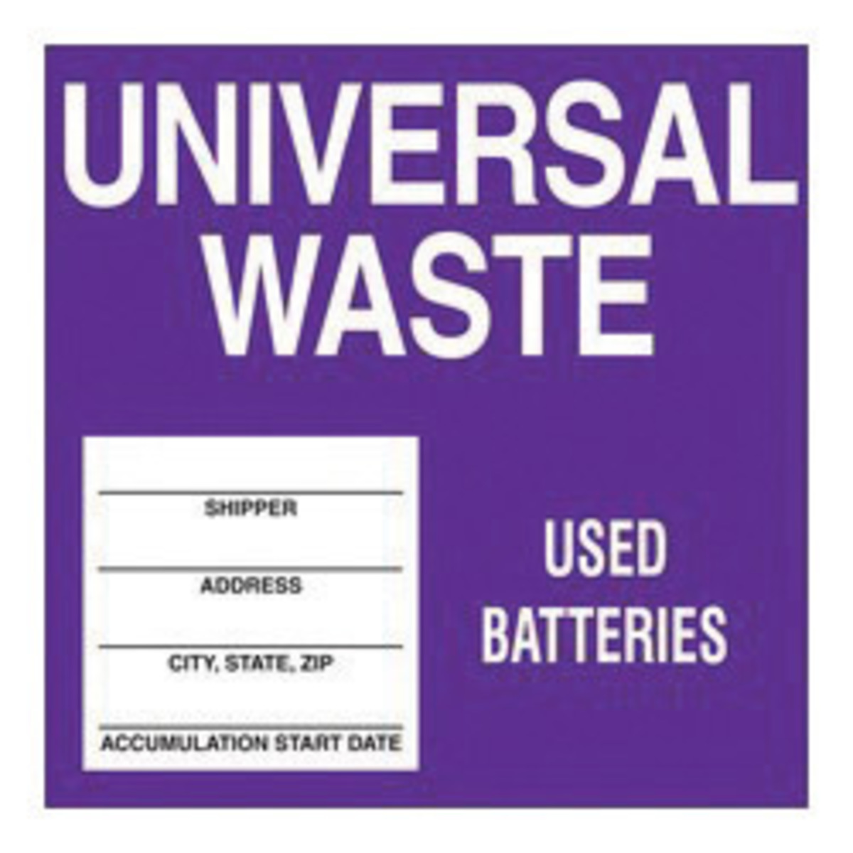 Accuform Signs 6 X 6 Purple And White 2 mil Adhesive A81MHZW509EVP for sale online at autumn supply