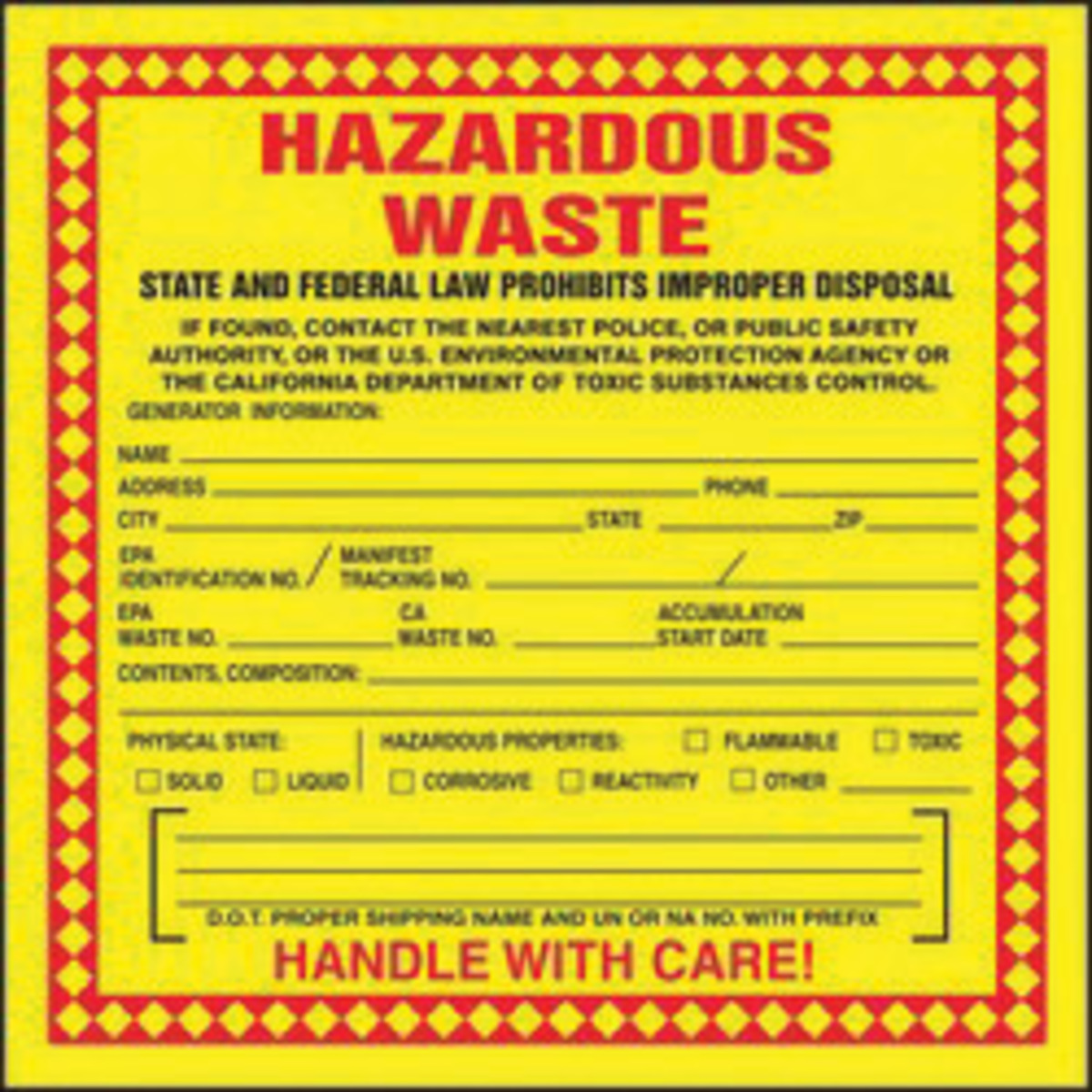 Accuform Signs 6 X 6 Black Red And Yellow 2 mil Adhes A81MHZWCAEVC for sale online at autumn supply