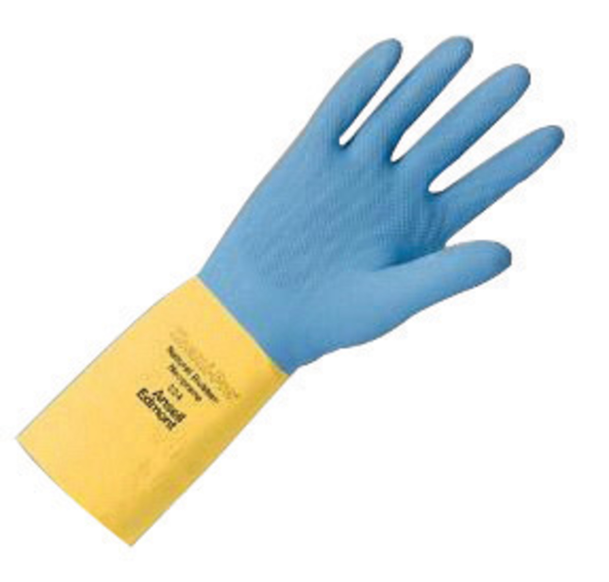 Ansell Size 10 Blue/Yellow Chemi-Pro® Cotton Flock Lined 27 mil Natural Rubber Latex And Neoprene Chemical Resistant Gloves
