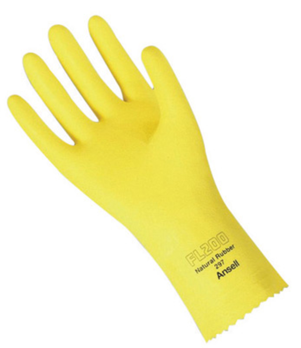 Ansell Size 8 Yellow FL200 Flock Lined 20 mil Latex And Rubber Chemical Resistant Gloves