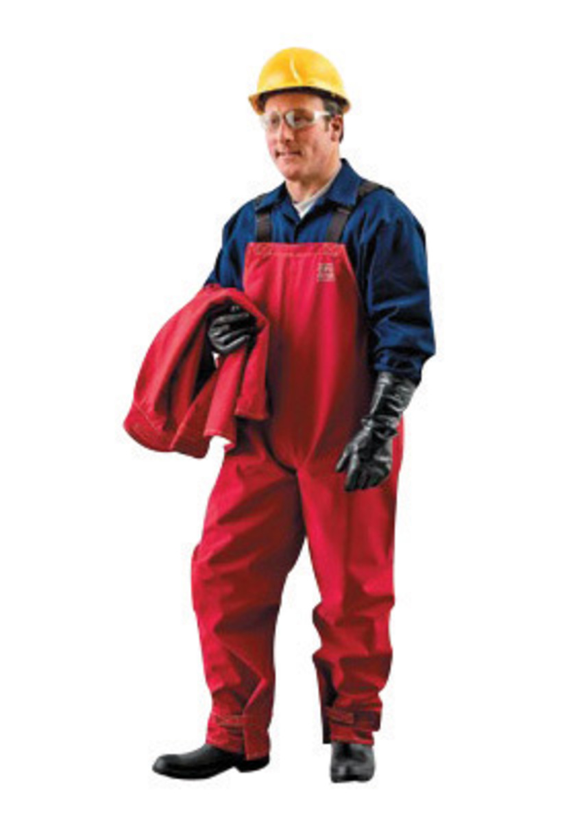 Ansell 2X Red Sawyer-Tower™ CPC Polyester Trilaminate Gore® Fabric Chemical Splash Protection Bib Overalls (Availability restric