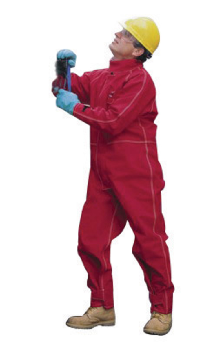 Ansell Large Red Sawyer-Tower CPC Polyester Trilaminate Gore® Fabric Light Weight Chemical Protection Coveralls (Availability re