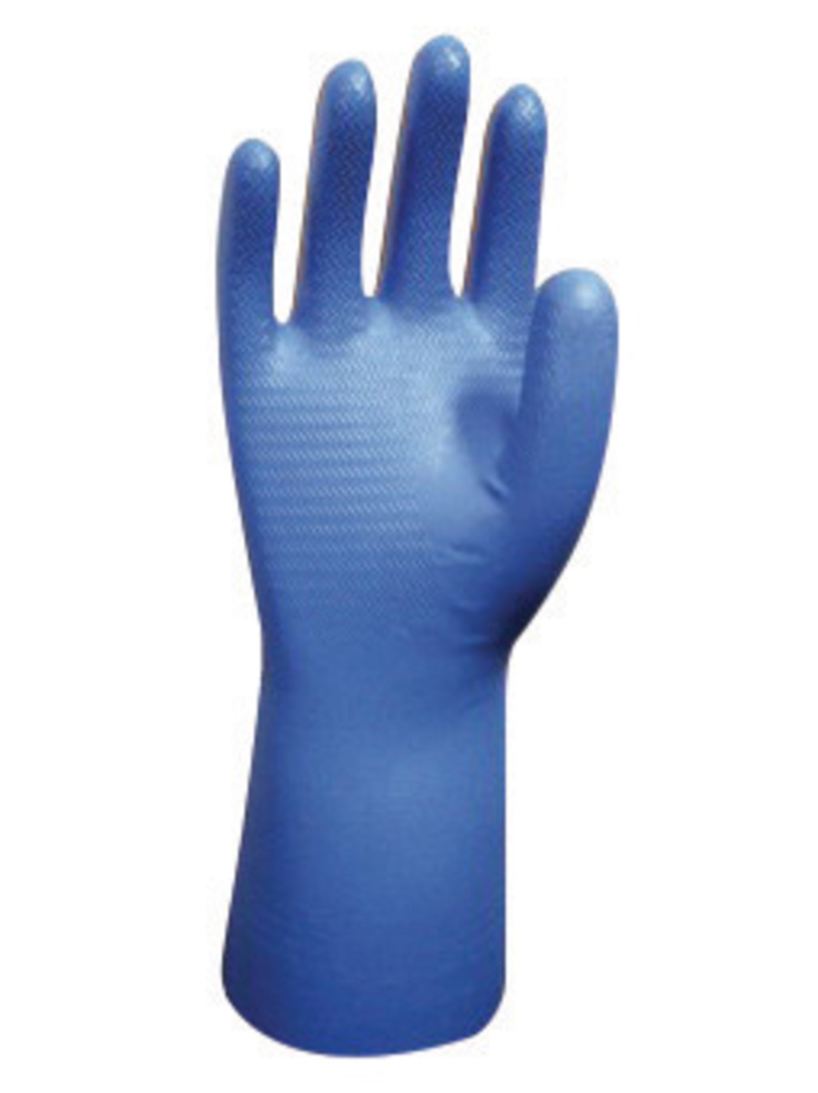 SHOWA® Blue Nitri-Dex® Unlined 9 mil Unsupported Nitrile Chemical Resistant Gloves With Tractor-Tread Grip
