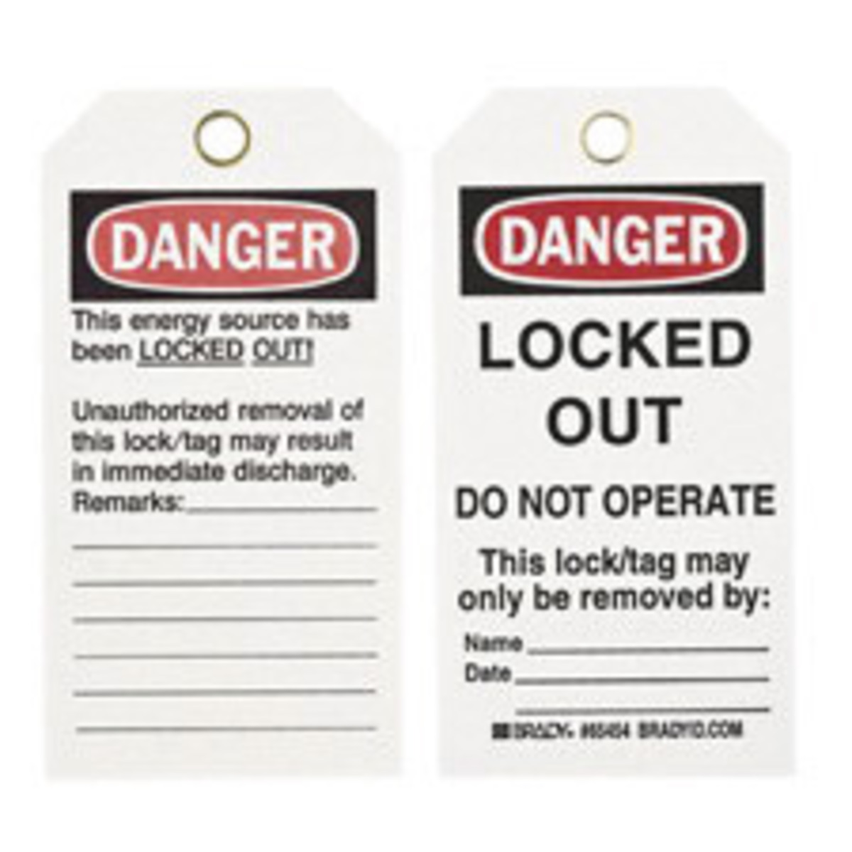 Brady 5 34 X 3 Black Cardstock Tag DANGER LOCKED OUT BRD65454 for sale online at autumn supply