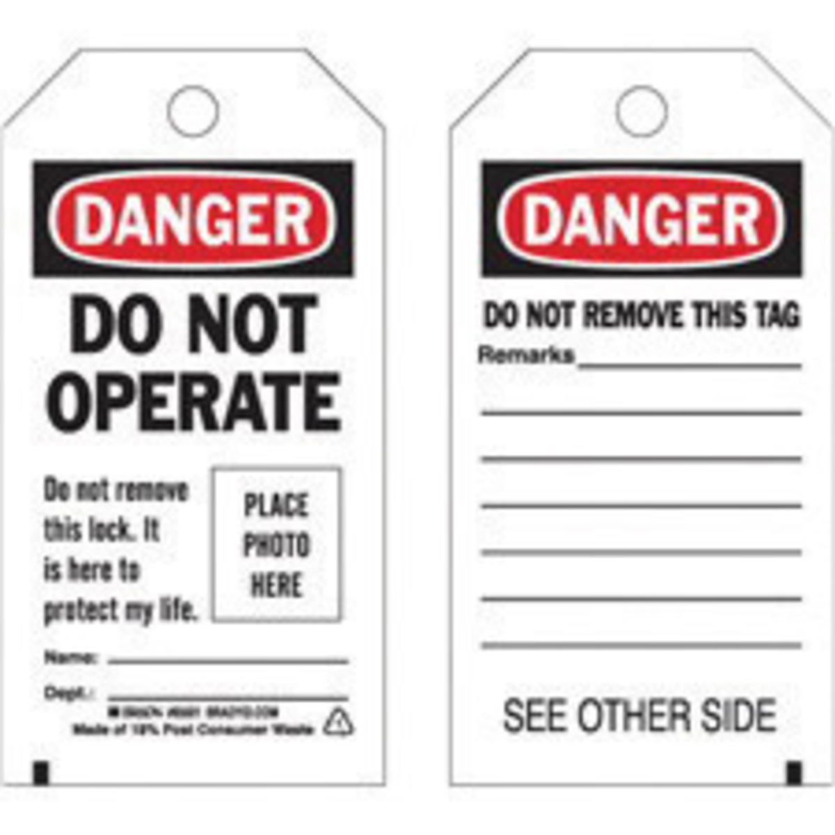 Brady 5 34 X 3 Black Polyester Tag DANGER DO NOT OPER BRD65501 for sale online at autumn supply