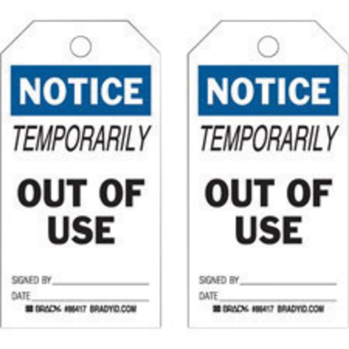 Brady 5 34 X 3 Black Polyester Tag NOTICE TEMPORARILY BRD86417 for sale online at autumn supply