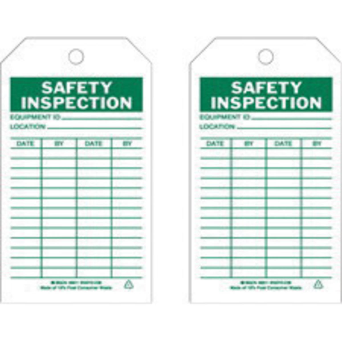 Brady 7 X 4 Green Polyester Safety Inspection Tag SAF BRD86611 for sale online at autumn supply