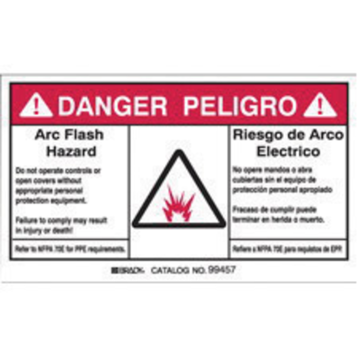 Brady 5 X 3 12 Black Polyester Label ARC FLASH HAZARD BRD99457 for sale online at autumn supply