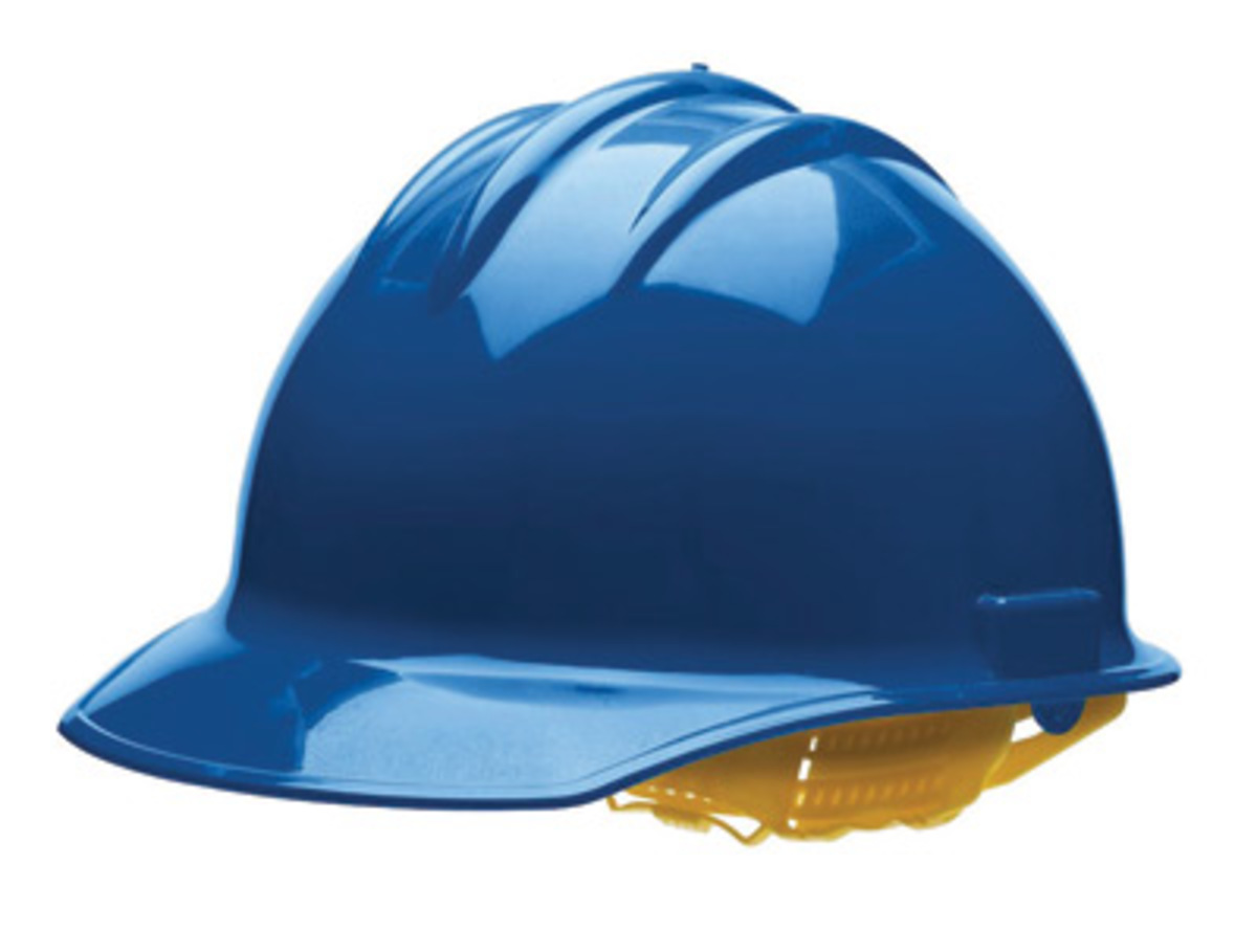 Bullard® Blue HDPE Cap Style Hard Hat With Ratchet/6 Point Ratchet Suspension