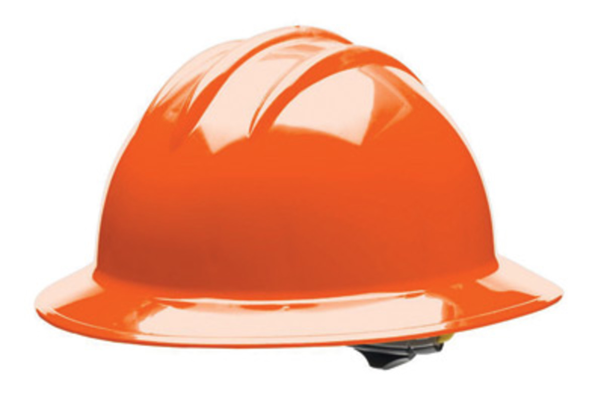 Bullard® Orange HDPE Full Brim Hard Hat With 6 Point Ratchet/Ratchet Suspension