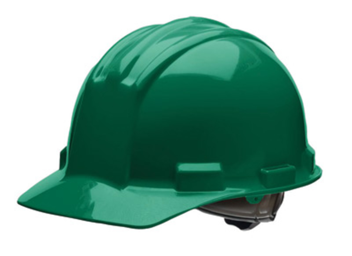 Bullard® Green HDPE Cap Style Hard Hat With Ratchet/4 Point Ratchet Suspension