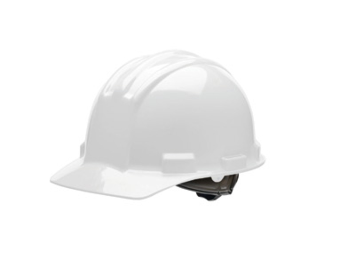 Bullard® White HDPE Cap Style Hard Hat With Ratchet/4 Point Ratchet Suspension