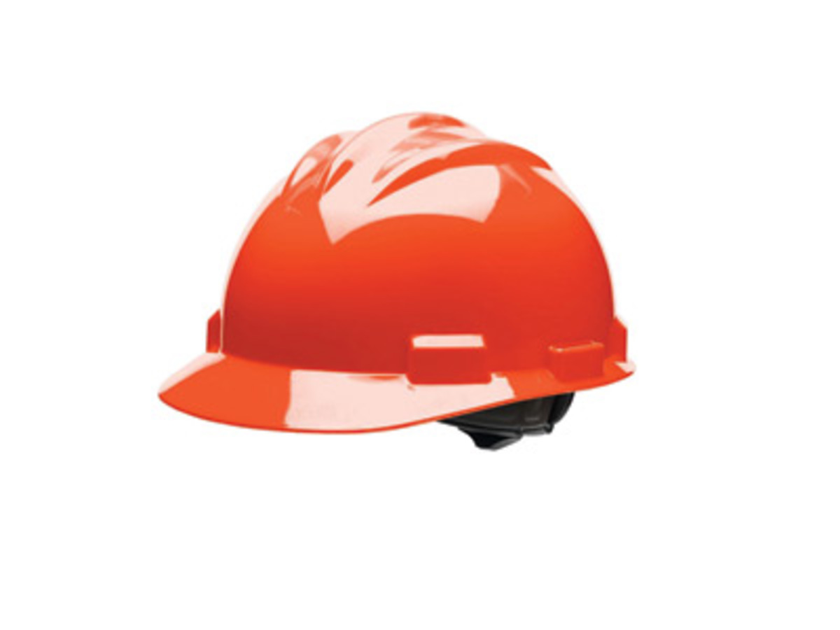 Bullard® Orange HDPE Cap Style Hard Hat With Ratchet/4 Point Ratchet Suspension
