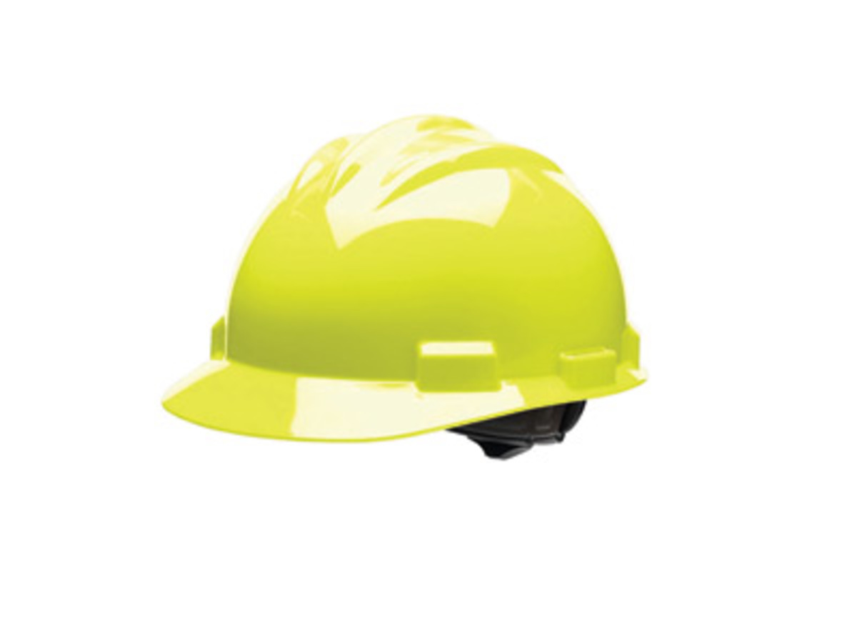 Bullard® Hi-Viz Yellow HDPE Cap Style Hard Hat With 4 Point Pinlock/Pinlock Suspension