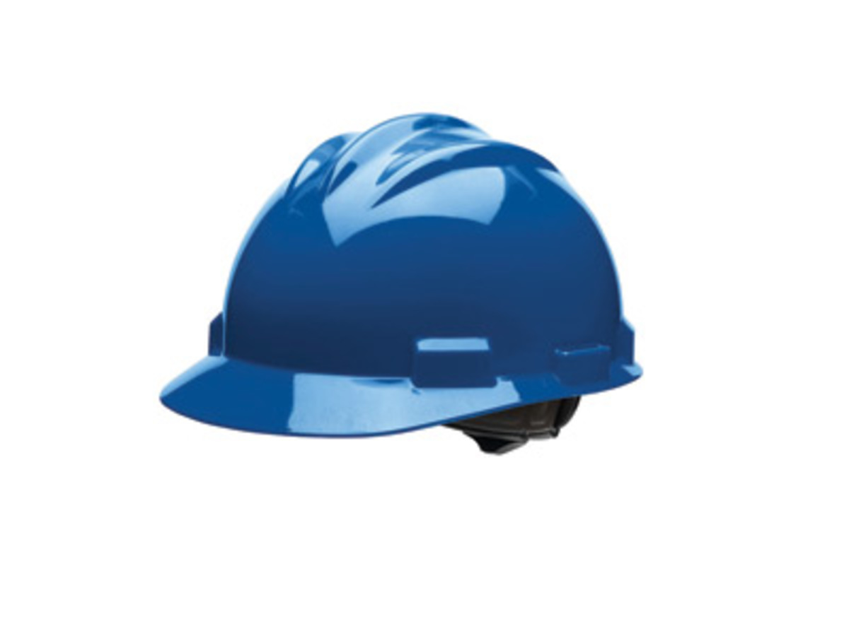 Bullard® Blue HDPE Cap Style Hard Hat With Ratchet/4 Point Ratchet Suspension